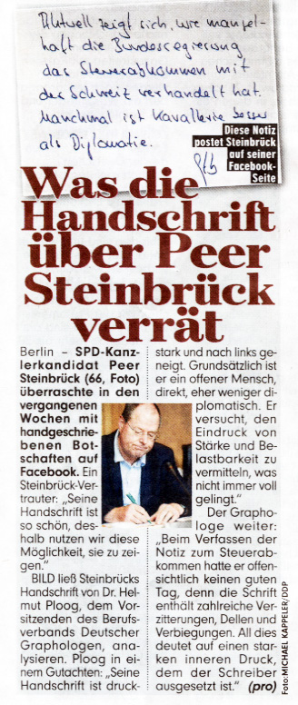 Graphologie Peer Steinbrück